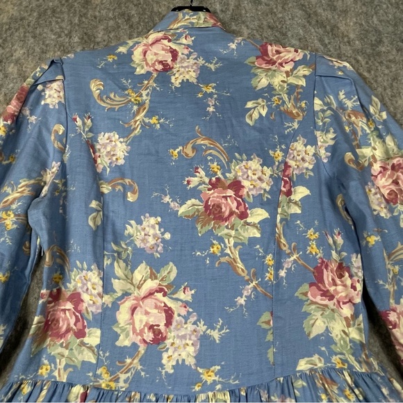 Laura Ashley Cottagecore Romantic Feminine Prairie Floral Cotton Wool Dress Sz 8 - Picture 11 of 16